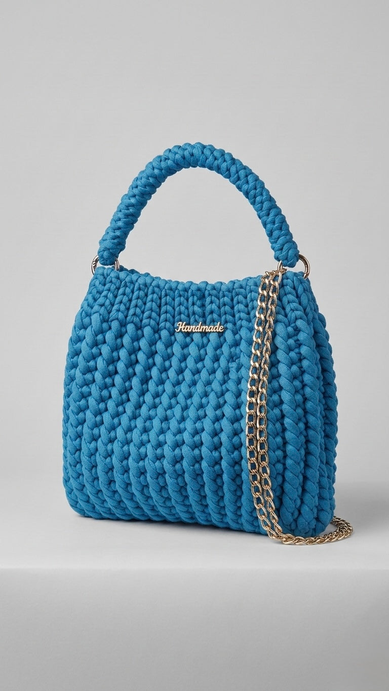 Bolso Landy Bag Azul, tejido a mano.