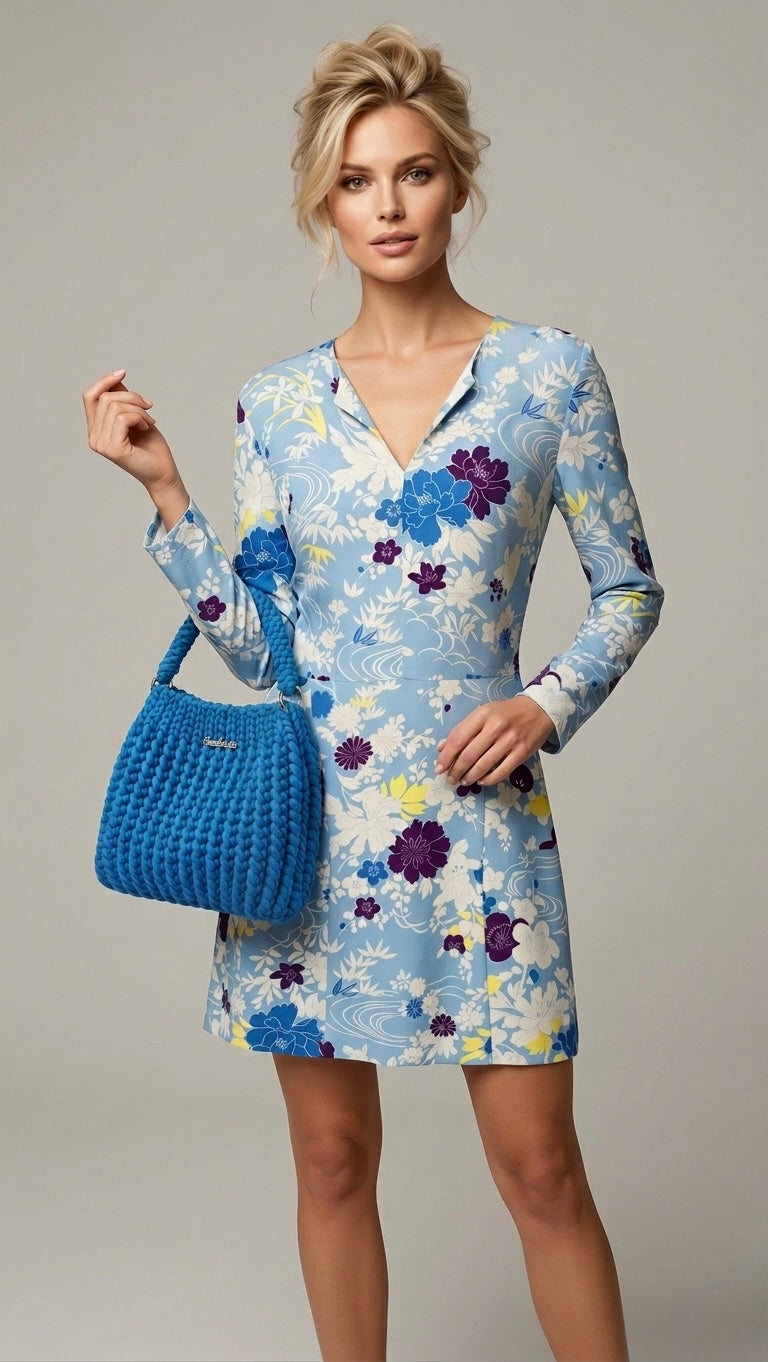 Bolso Landy Bag Azul, tejido a mano.