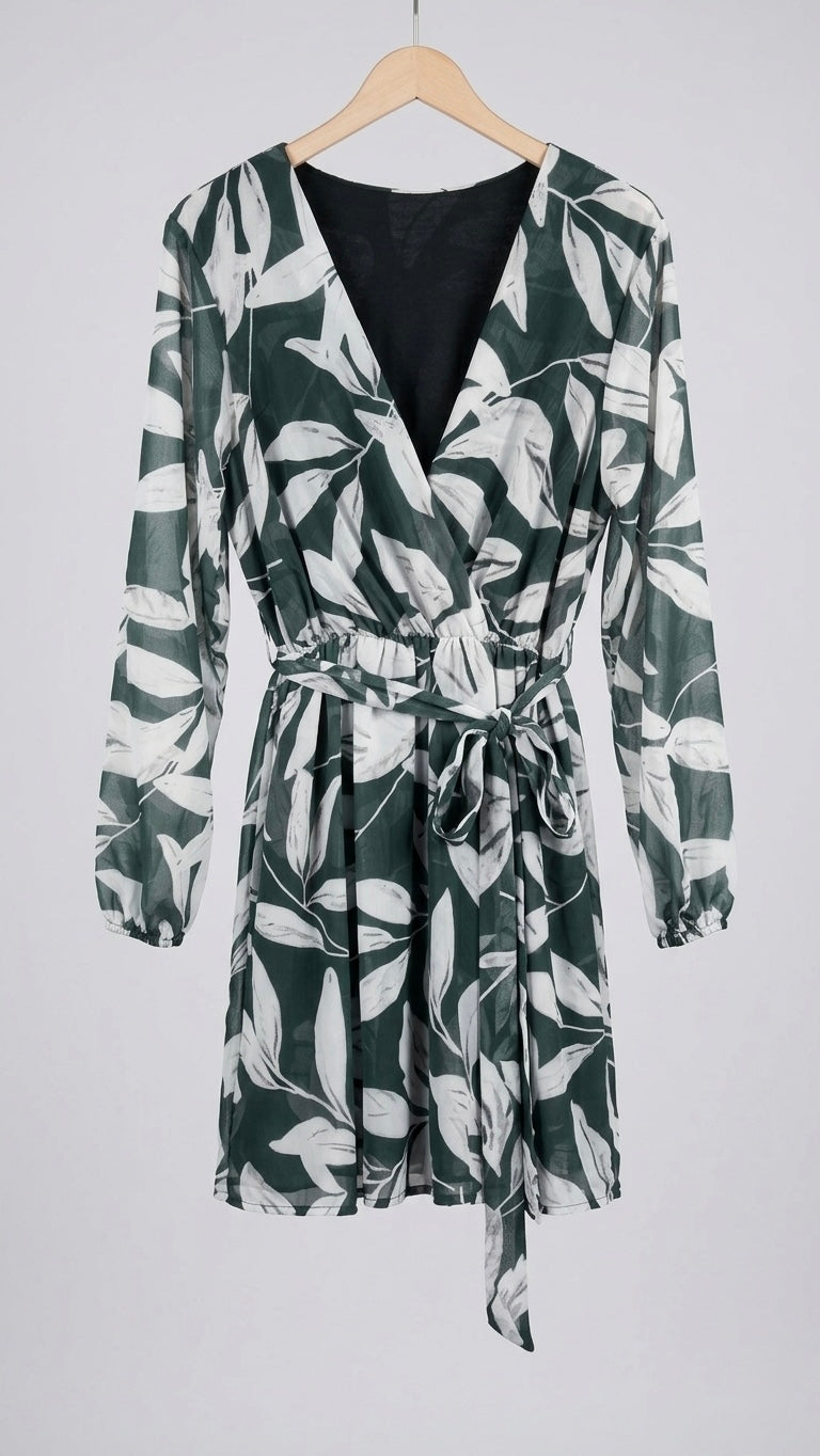 vestido corto estampado negro y blanco