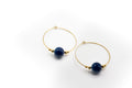 pendientes de aro Agata Azul y acero inoxidable color oro