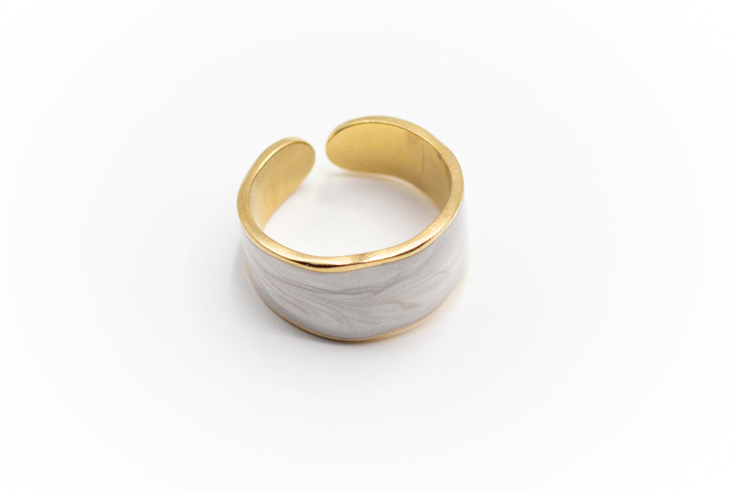 Verstellbarer Ring aus gold-weißem Edelstahl