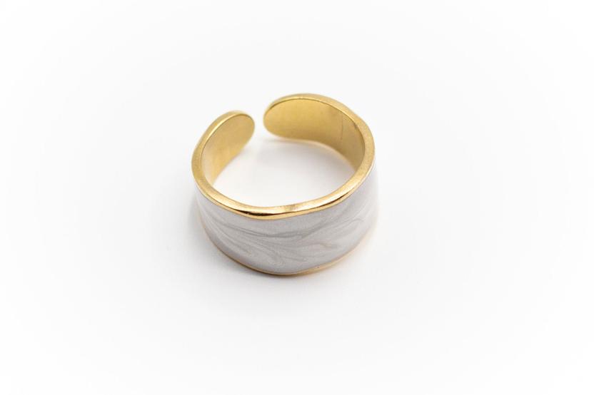 Anillo ajustable de acero inoxidable dorado y blanco