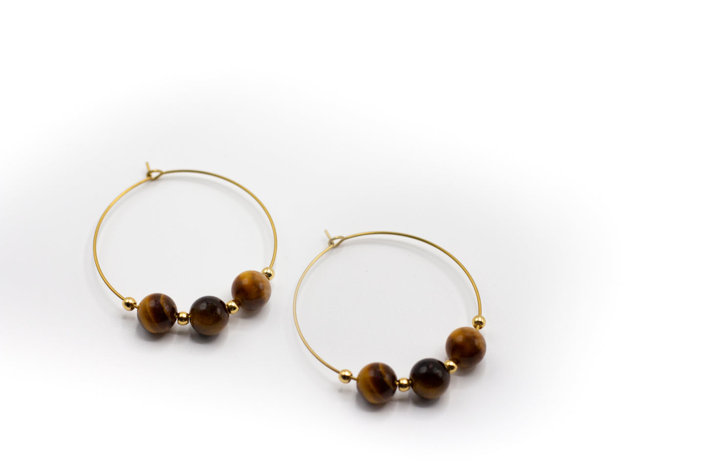 Creolen aus Tigerauge und goldfarbenem Edelstahl