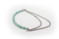 Collar Corto Doble de Acero Inoxidable Color Plata y Piedra Natural Jade