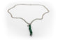 Collar Extra Largo Acero Inoxidable Color Plata con Colgante de Piedra Natural Malaquita