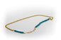 Collier extra long en acier inoxydable couleur or et pierre turquoise naturelle