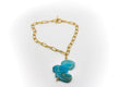 Collar Mediano Acero Inoxidable Color Oro y 3 Piedras Naturales de Ágata Azul