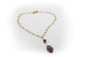Collar Mediano Acero Inoxidable Color Oro y Piedra Natural Amatista