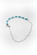 Mittlere silberfarbene Edelstahlkette mit natürlichem Jade- und Amazonitstein