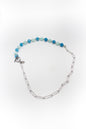 Collar Mediano Acero Inoxidable Color Plata y Piedra Natural Jade y Amazonita