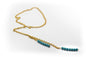 Collier extra long en acier inoxydable et pierre turquoise naturelle