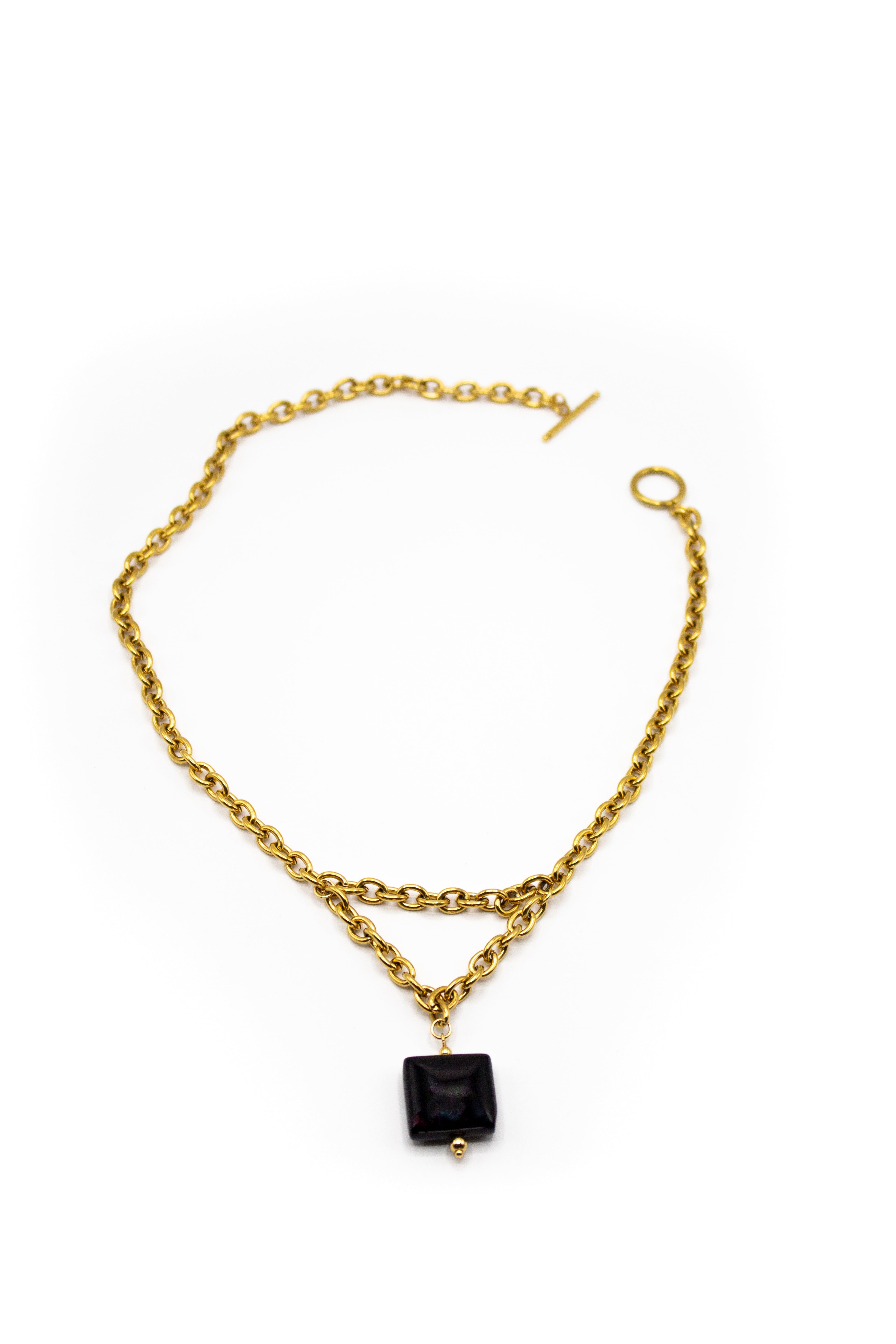 collar acero y onix