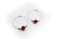 pendientes de aro coral rojo de imitación y acero inoxidable color plata