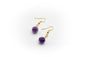 pendientes de gancho y piedra natural Amatista y acero inoxidable color oro