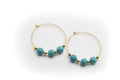 pendientes de aro y piedra natural turquesa con acero inoxidable color oro