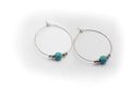 pendientes aro de acero inoxidable color plata con piedra natural turquesa