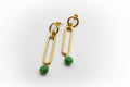 Lange goldfarbene Haken- und Gliederohrringe aus Edelstahl mit natürlichem Jadestein