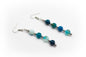 pendientes largos gancho de acero inoxidable color plata con piedra natural ágata azul