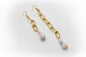 Boucles d'oreilles crochet et chaîne en acier inoxydable couleur or avec pierre de béryl morganite naturelle