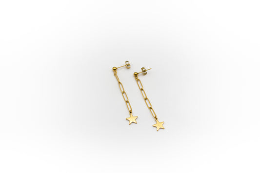 Goldfarbener Sternknopf und Kette aus Edelstahl