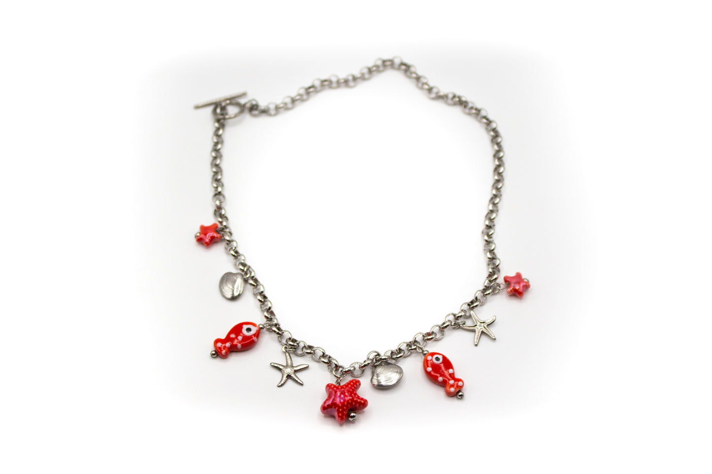 collar acero y cerámica rojo