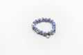pulsera elástica de cerámica china pintada a mano y acero inoxidable color plata