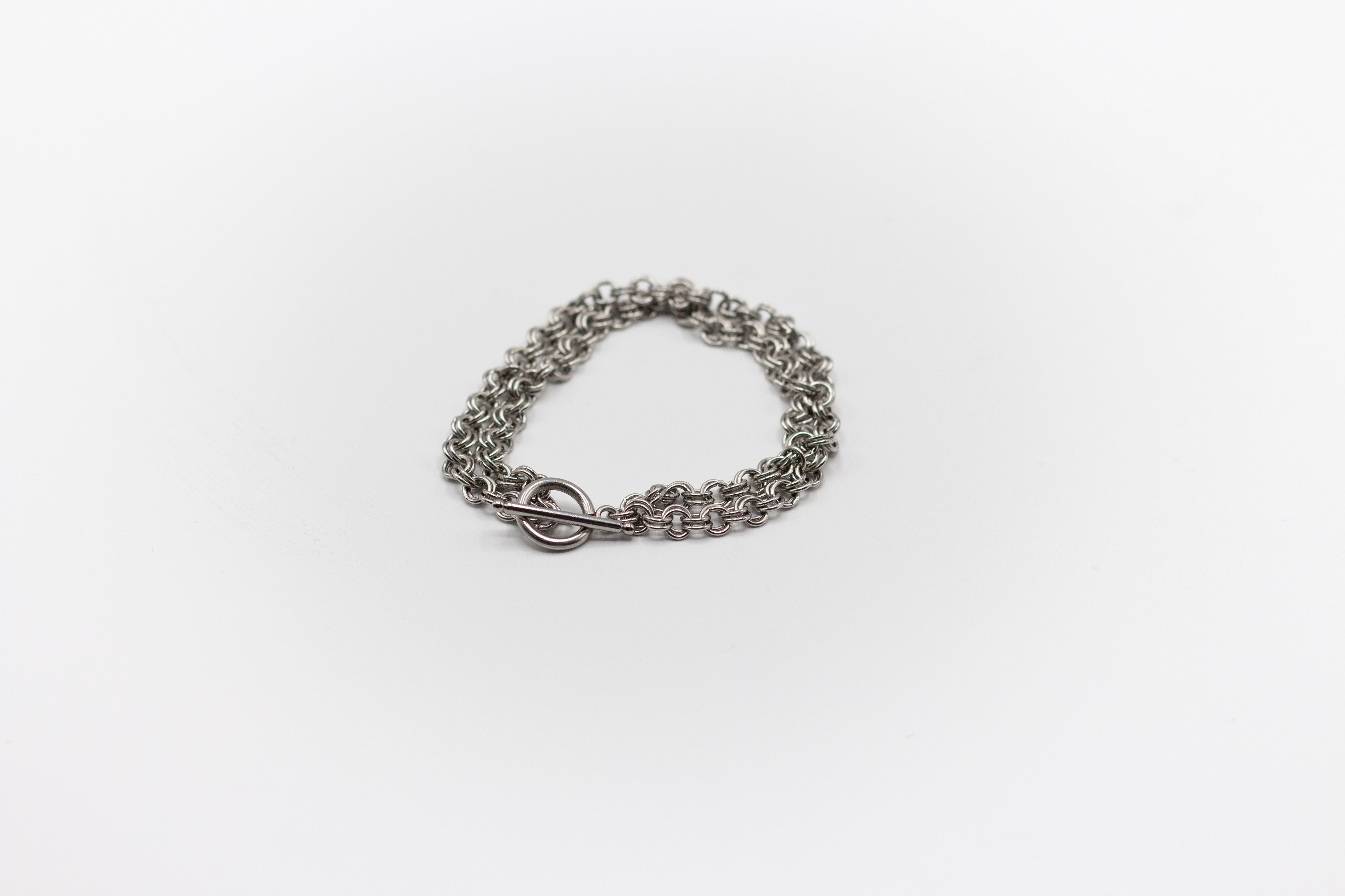 pulsera doble de acero inoxidable color plata