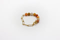 pulsera de piedra natural Ágata naranja y mitad cadena de acero inoxidable color oro