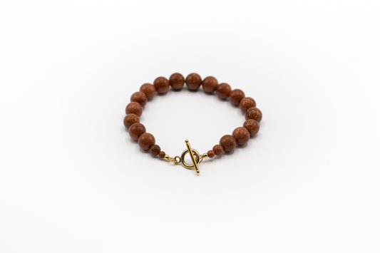 pulsera piedra natural aventurina y cierre de acero inoxidable color oro