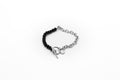 pulsera de piedra natural ónix (bolas pequeñas) y mitad cadena de acero inoxidable color plata