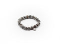 pulsera elástica piedra de llama natural y separadores de acero inoxidable color plata