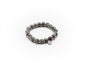 Bracelet élastique avec pierre de flamme naturelle et séparateurs en acier inoxydable couleur argent