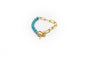 pulsera de piedra natural turquesa y mitad cadena de acero inoxidable color oro