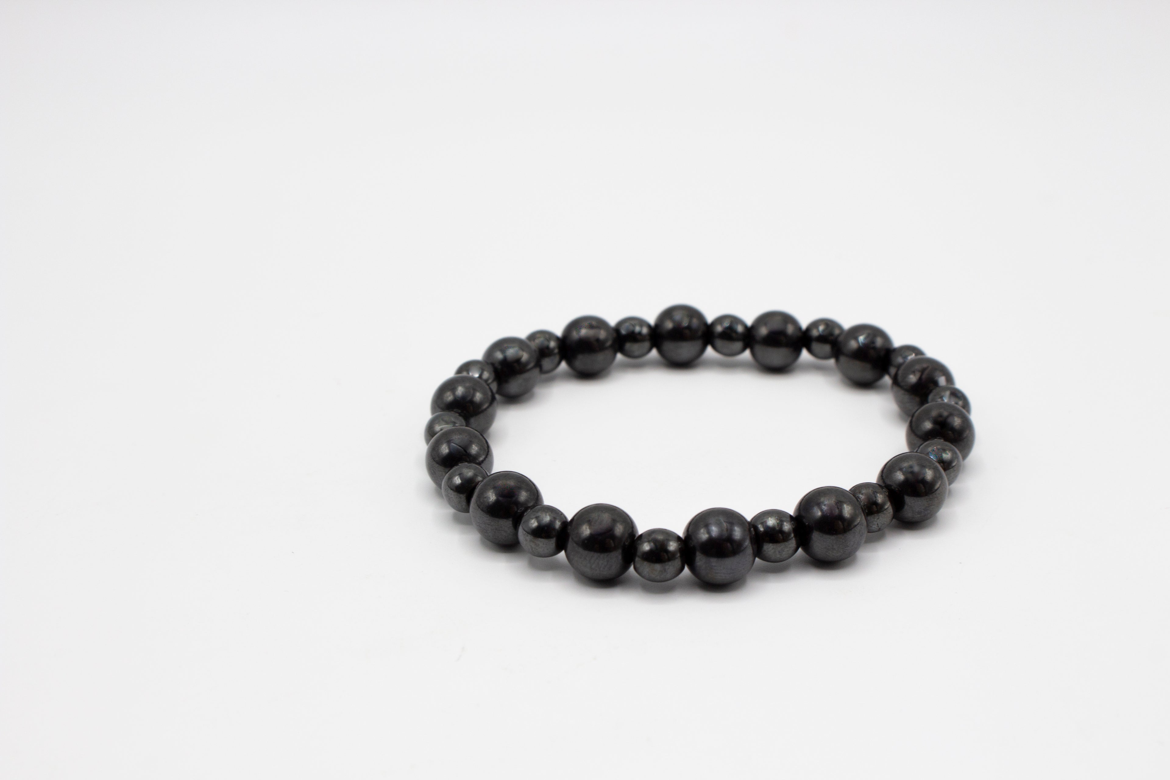 pulsera elástica piedra natural hematites