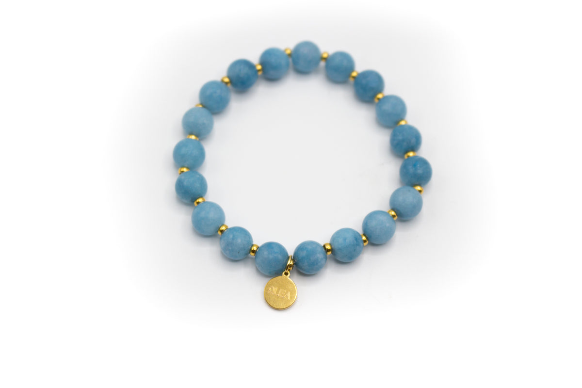 pulsera de piedra natural Angelita y separadores de acero inoxidable color oro