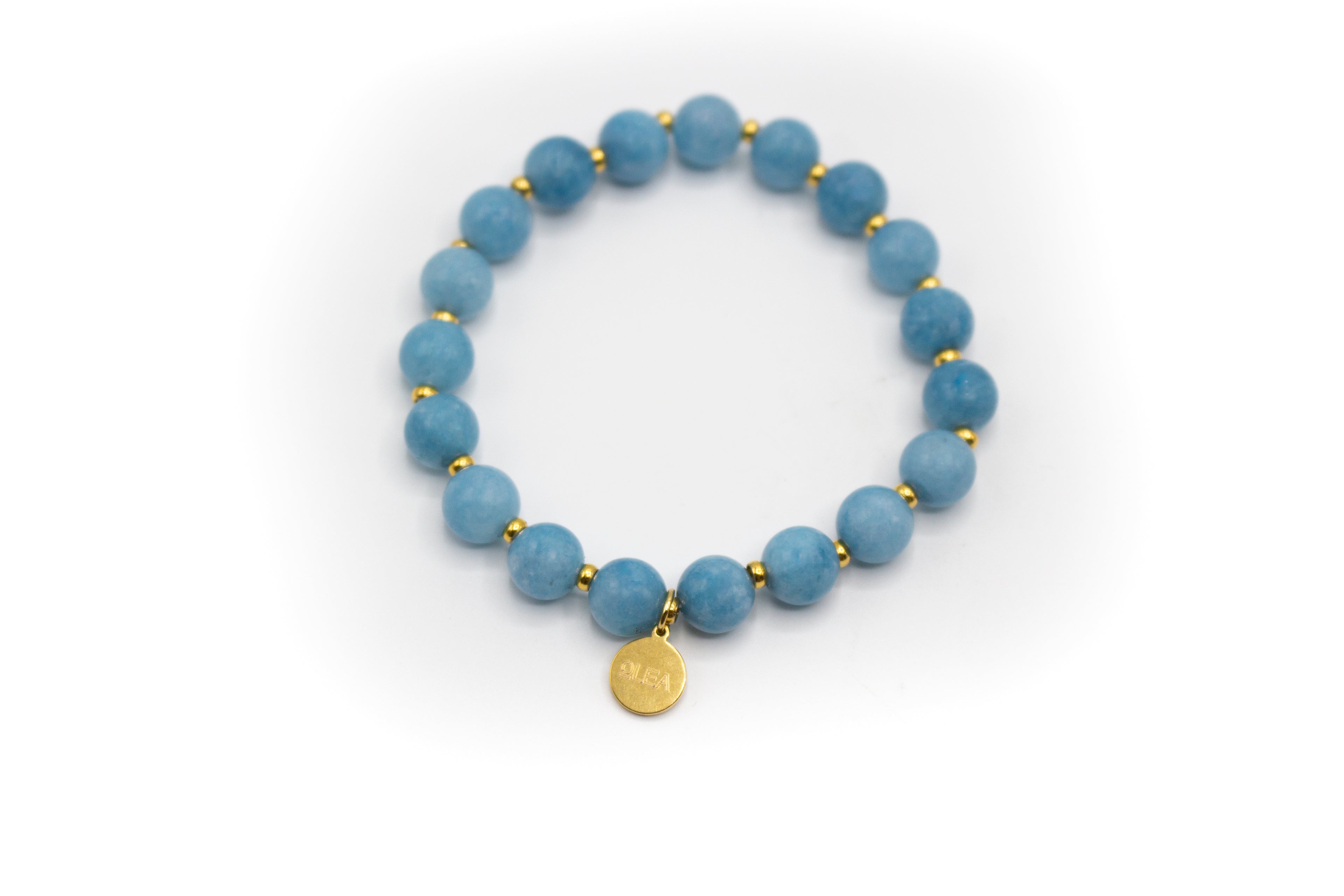 pulsera de piedra natural Angelita y separadores de acero inoxidable color oro