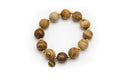 pulsera elástica de piedra natural jaspe madera y separadores de acero inoxidable color oro