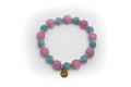 pulsera elástica de piedra natural calcedonia y Angelita con separadores de acero inoxidable color oro